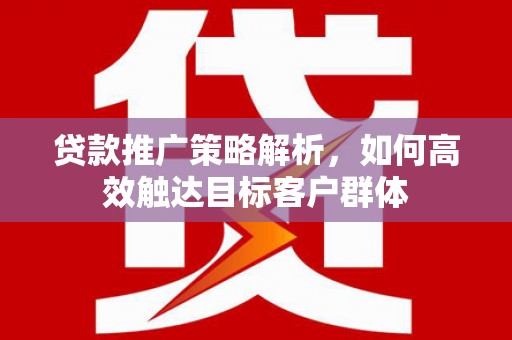 潞城贷款推广策略解析，如何高效触达目标客户群体