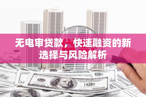 潞城无电审贷款，快速融资的新选择与风险解析