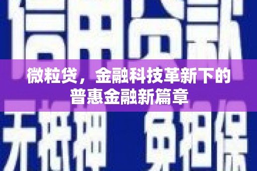 潞城微粒贷，金融科技革新下的普惠金融新篇章